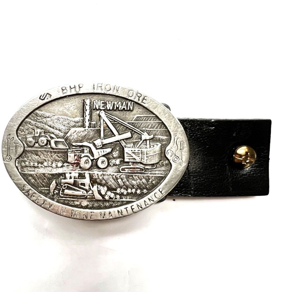 Vintage Buckingham Pewter Belt Buckle Australian Made 1991 Oval Machinery Newman - Picture 2 of 5